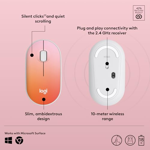 Logitech M340 Compact Ambidextrous Silent Wireless Mouse - Tropical Sunrise - image 6