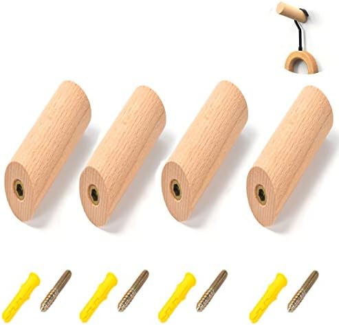 4 Pièces Patères En Bois Mural Support Mural En Bois Naturel Porte