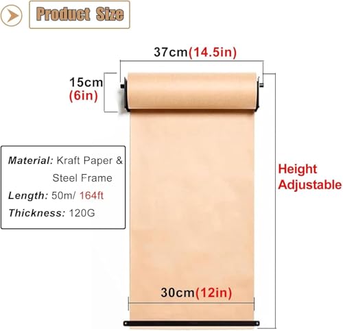 Distributeur de rouleaux de papier kraft mural avec cutter – Pratique pour la cuisine, les travaux manuels et l'emballage