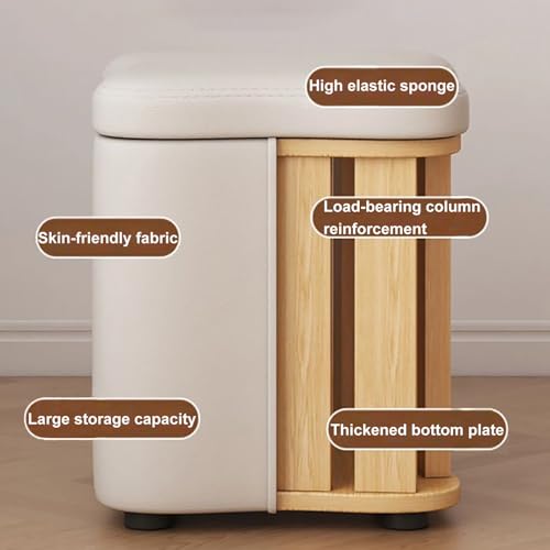 Taburete de tocador de maquillaje multifuncional con almacenamiento y patas seguras 7