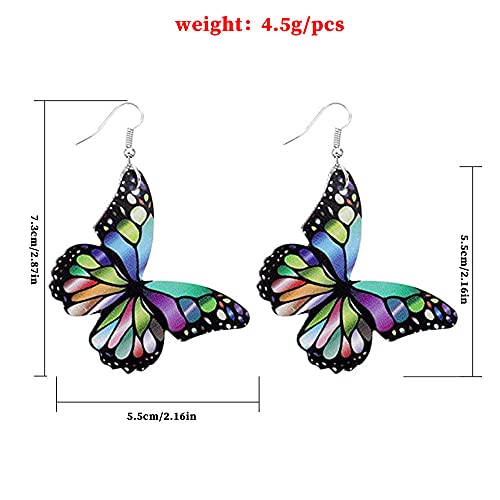 Boho Leather Butterfly Dangle Hook Earrings For Women Girls Colorful Animal Insect Monarch Butterflies Statement Drop Dangling Lightweight Earring Nickel Free Summer Beach Vacation Party Y2K Jewelry (Black) #TOP4