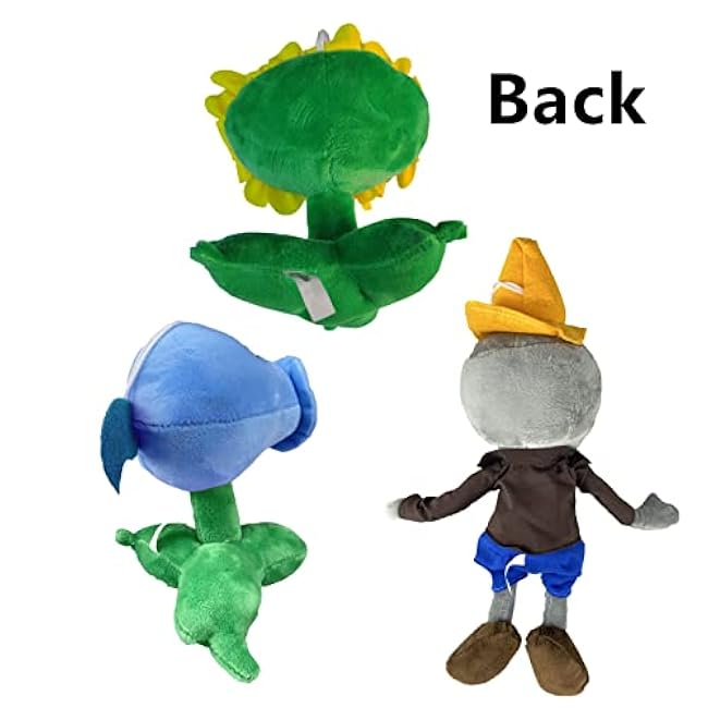 JHESAO 3 PCS Plants and Zombies Plush Conehead Zombies Plants Sets Toy Peashooter, 1 2 Stuffed Soft Conehead Zombie Doll, Sunflower PVZ Plush Figure Doll New