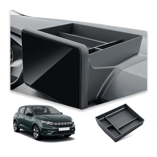 BIBIBO Mittelkonsole Organizer für Dacia Sandero 3/Stepway 3/Dacia Jogger 2021-2024 2025 (Hinter dem Bildschirm 8"), Stepway 3 Ablagetablett, Ablagen Organizer Tray