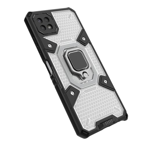 Image of Tough Armor Bumper Back Case Cover for Samsung Galaxy F42 5G | Ring Holder & Kickstand in-Built | 360 Degree Protection Back Case Cover for Samsung Galaxy F42 5G (Transparent)