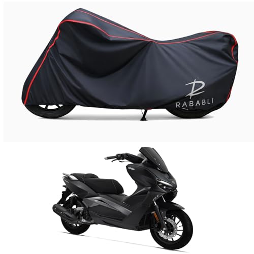 Image of Waterproof Bike Body Cover Compatible for | Keeway Vieste 300 | Taffeta Fabric, Red Piping Design, Bottom Elastic Fit | Dustproof, Sun UV & Rain Protection for All Bikes