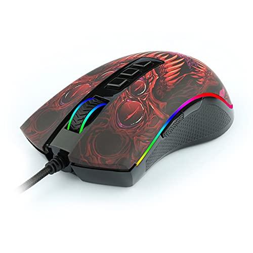 Mouse Gamer Redragon Infernal Dragon Ryu 8 Botões RGB 16000DPI - ID711, Preto e Vermelho