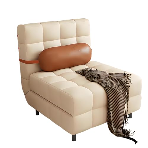 Sofá cama convertible – Respaldo ajustable de 3 niveles, piel de pata de gato, sofá plegable extraíble para sala de estar, habitación de invitados, oficina, ahorro de espacio, color blanco, 90 cm