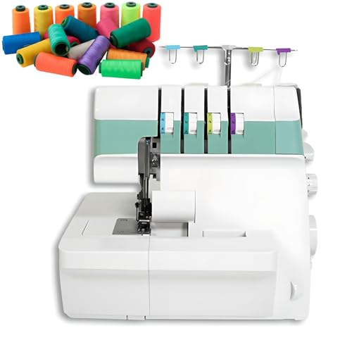 Wytrzymała elektryczna maszyna do szycia overlock – 4-nitkowy overlock dla początkujących i profesjonalistów, wszechstronne szycie ściegiem łańcuszkowym