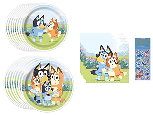 Bluey Birthday Party Supplies Bundle Pack includes 8 Dessert Cake...