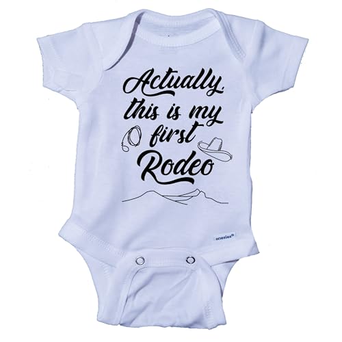 Image of Ink Trendz Actually This is My First Rodeo Onesie Country Inspired Cowboy or Cowgirl Baby Onesies® One-piece Bodysuit