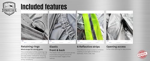 Image of Universal car Cover for Mercedes E350 E500 Waterproof Paint Protection UV rain dust Snow Heat with Zipper Cotton Lining Wind gust Straps (Midsize Sedans 183 inch-195 inch (465-495 cm)