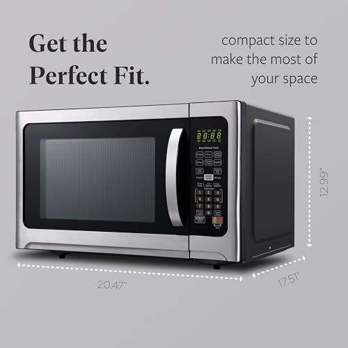 Farberware Countertop 1000 Watts 1.2 cu ft-Smart Sensor Microwave Oven with LED Lighting and Child Lock-Perfect for Apartments and Dorms-Easy Clean Black Interior, Stainless Steel