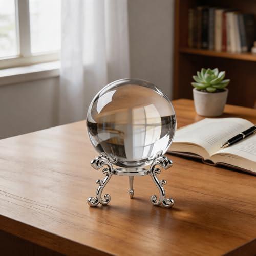 Image of ZEERSHEE 3.9in Crystal Ball with Stand, Photography Prop for Decor | Premium K9 crystal Polished for exceptional clarity Includes display stand and gift box Ready to display