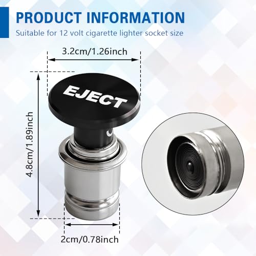 Image of Fire Missiles Button Car Cigarette Lighter Plug, Car Cigarette Lighter Replacement, Aluminum Alloy Push Button Lighter Plug, Standard 12V Fast Heating Power Socket for Auto