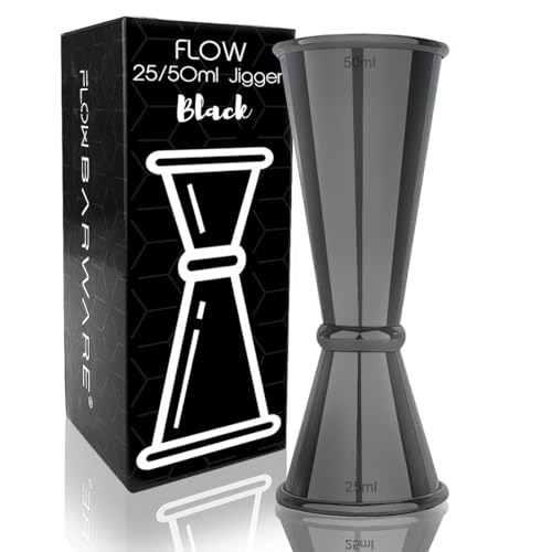 FLOW Barware Medida de alcohol | 4 en 1, medidas de chupito para bebidas alcohólicas, 25 ml, 50 ml, 15 ml, 35 ml, en un medidor de cóctel y taza medidora de alcohol | Medidas de bebidas alcohólicas |