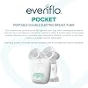 Evenflo Pocket Portable Double Electric Breast Pump, White, 20 Pumping Sessions per Charge, 9 Suction Settings, 3 Memory Presets