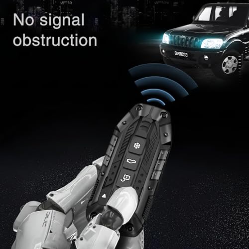 Image of REWOP Metal Black Car Key Protective Shockproof Cover /Case and Keychain Compatible with Mahindra BE 6, XEV 9e / 9s EV, XUV 7XO Smart Key