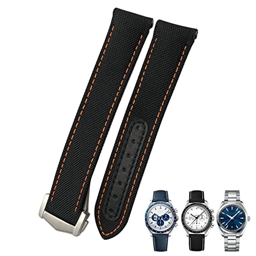 Correa de lona curvada nailon 21mm compatible con Omega Seamaster color Agate