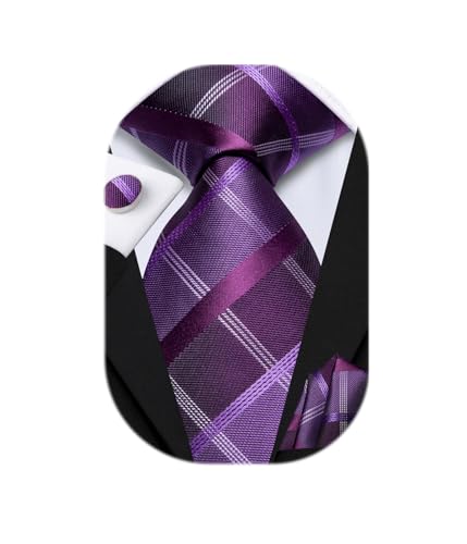 Image of Hi-Tie Men 63inches Tie Set Extra Long Necktie Paisley Tie Pocket Suqare Cufflinks Big and Tall Men Tie