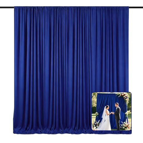 Image of 2 Panels Royal Blue Backdrop Curtain, 10 x 10 Feet Polyester Background Curtains for Parties, Weddings, Baby Showers, Halloween, Christmas, Birthday Party Photoshoot Backdrop Curtains Decorations