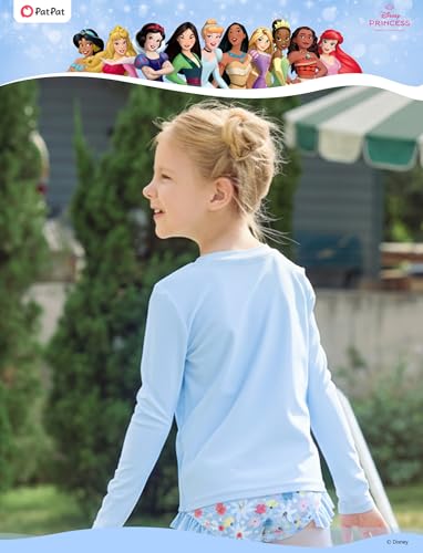 Image of Disney Frozen Elsa Stitch Marvel Toddler Girl Two Piece Long Sleeve UPF50+ Swimsuit Rashguard Sets Bathing Suit