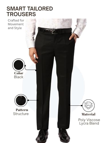 Image of Park Avenue Men's Poly Viscose Blend Structure Pattern Smart Fit Flat Front Formal Trouser