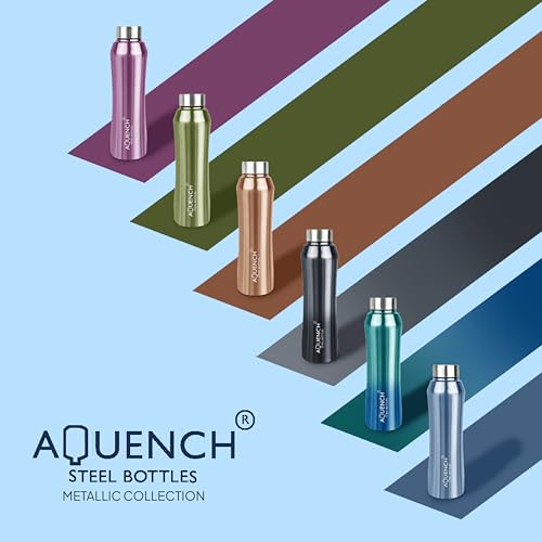 Image of Stainless Steel Water Bottle 1 Litre Bottles for Kids Girls Boys School Adults Office Gym(Turquoise Colour, Steel Cap, Set of 1, 1000 Ml)