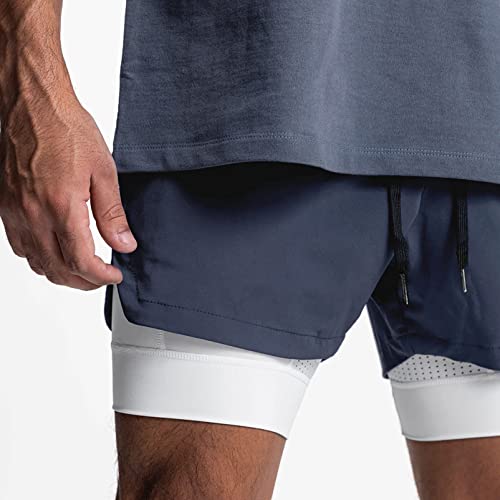 Image of DIOTSR Mens 2 in 1 Running Workout Shorts for Men Lightweight Training Shorts Quick Dry Gym Shorts with Phone Pocket