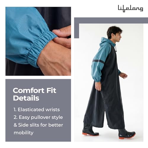 Image of Lifelong Waterproof Unisex Rain Coat Hooded Full Sleeves Outdoor Men, Women, Boys & Girls Rainwear Poncho Raincoat for Camping, Hiking & Travelling (1Pc)