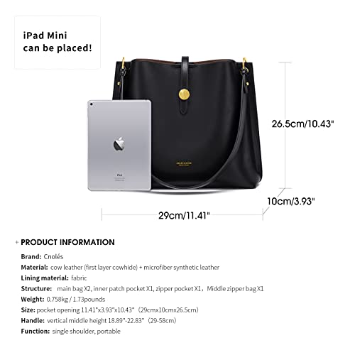 Bolso tipo tote de cuero genuino para mujer miniatura 4