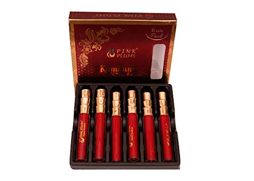PINK PLUMS Matte Red Beauty Liquid Sindoor/Kumkum with Glitter, (Pack of 6 Units)