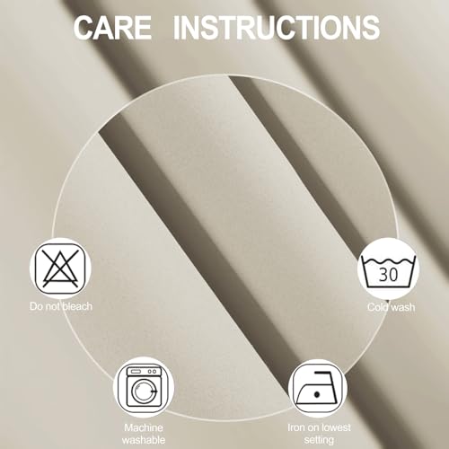 Image of LEMOMO Blackout Curtains 52 x 90 Inch Long Light Beige Curtains Set of 2 Panels Room Darkening Curtains for Bedroom and Living Room