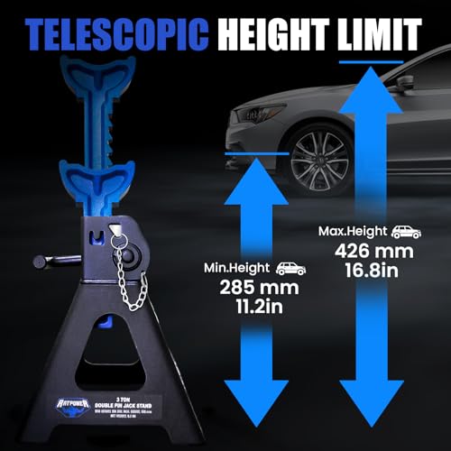 ANTPOWER Car Jack Stands 3 Ton with Double Locking Heavy Duty 11.2\"-16.8\" Adjustable for Lifting SUV, Pickup Truck Garage 6000 lbs Capacity 1 Pair - Thumbnail 2