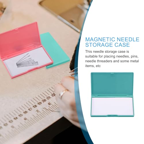 Image of PATIKIL Magnetic Needle Storage Case, 2 Pcs Plastic Portable Sewing Pin Keeper Needle Organizer Box Container for Embroidery Knitting Stitching, Dark Green