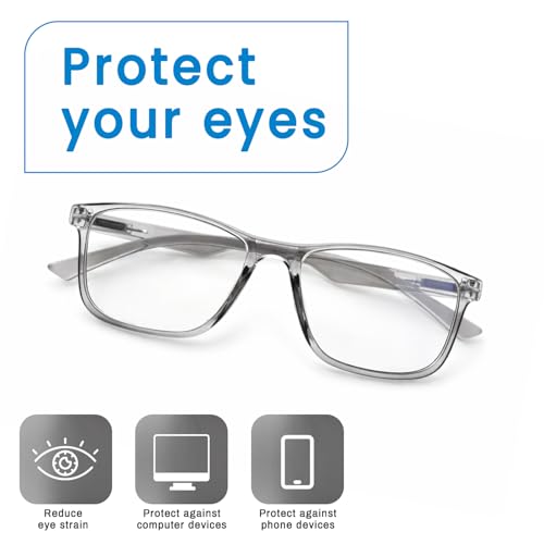 Image of UV Protection Glasses Blue Cut Blocking Harmful Rays Glasses for Men & Women Zero Power Computer Specs Eye Protection Lightweight Frame with Case & Cleaning Cloth