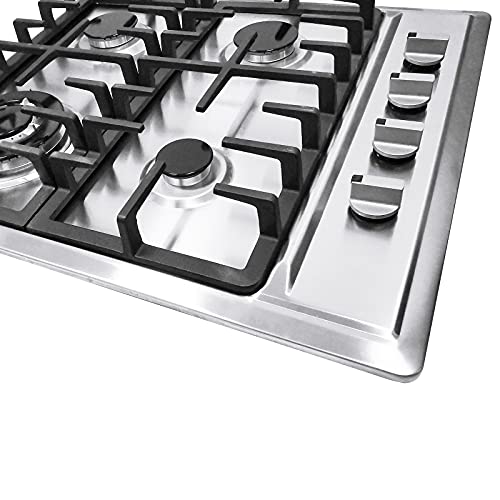 Gas Stove Gas Cooktop 4 Burners,23" Portable Stainless Steel Built-In Stove Top Gas Cooktop Easy To Clean For Kitchen, Apartments, Outdoor (23 * 20") #TOP4