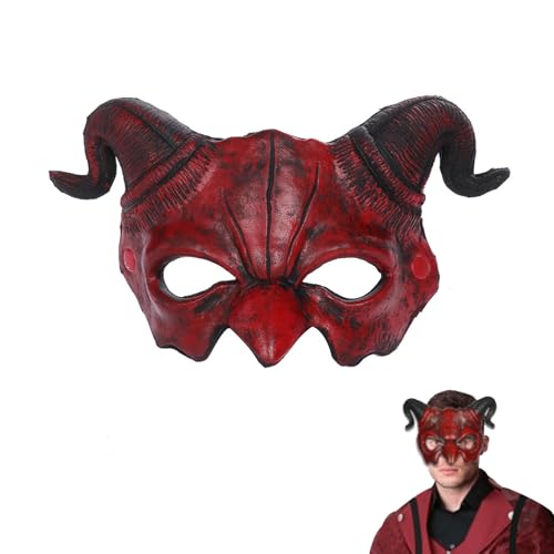 Ya en mundofriki.es: Zhlearda Máscara de demonio de Halloween, máscara de media cara, cara roja de Aries, cuerno de demonio, máscara de diablo para Halloween, máscara media de espuma, máscara de demonio, máscaras de