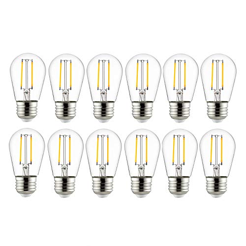 Sunlite 41563-Su Led S14 Filament Style String Light Bulb, Etl Listed, 2 Watts (25W Equivalent), 200 Lumens, Medium Base (E26), Dimmable, 2700K Warm White, 12 Count #TOP21