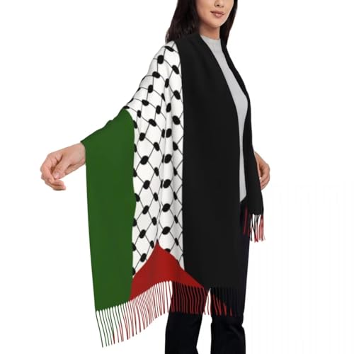 Scarfs For Women - Novelty Palestine Flag Pattern Pashmina Tassels Shawls And Wraps, For Evening Dresses Weddi3