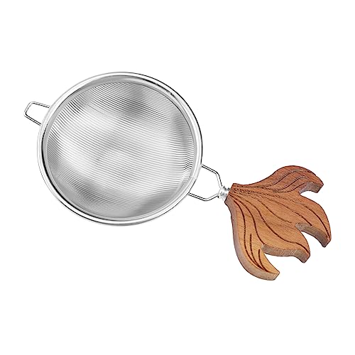 GRIRIW Tea Colander Fine Mesh Tea Strainer in Black Walnut Wood for Chai