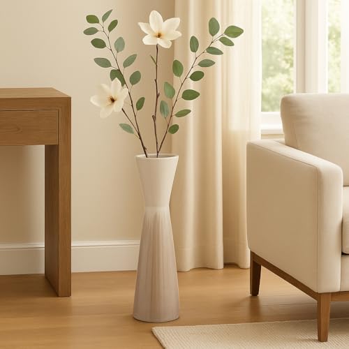 Ceramic Floor Vase for Living Room Decor – Elegant Flower Vase for Bedroom, Office, and Table Decor – Stylish Room Decor for Every Corner of Your Home – 31", Beige/Cream - Image 4