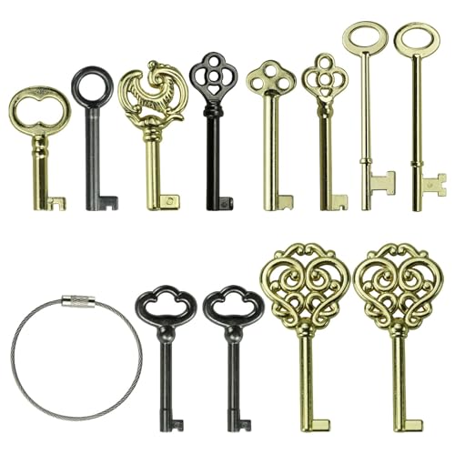 Skeleton Key Set 12PCS for Grandfather Clock Cabinet Doors and