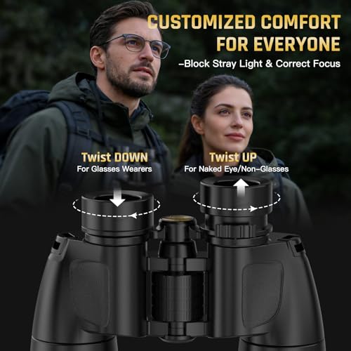 Image of 10x50 Binoculars for Adults High Powered Astronomy Binoculars Stargazing | Nitrogen-Filled IPX7 Waterproof Bird Watching Star gazing Long Distance Hunting Cruise Ship Travel Binoculars 10x50 FMC BAK4