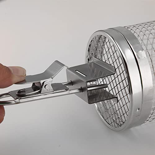 gudan Rolling Grillkorb Edelstahl BBQ Grillkorb Mit Griff Grill Basket Grillgitter Tragbarer Outdoor Camping Bratenkorb Mit Pinsel Für Fleisch, Gemüse – Bild 4