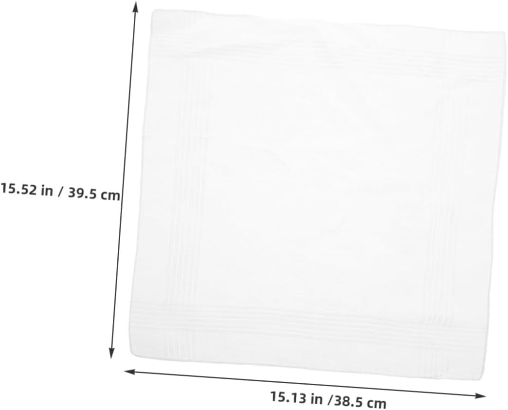 POPETPOP 18pcs Men’s Cotton Handkerchiefs White Soft Sweat-absorbing Pocket Squares for Suit and Casual Use