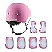 Skateboard Helm Kinder, COOLGOEU 7 in 1 Protektorenset Kinder mit Knieschoner, Ellenbogenschoner und Handgelenkschoner für Inlineskates, Skateboard, Hoverboard, Fahrrad, BMX-Fahrrad (Rosa)
