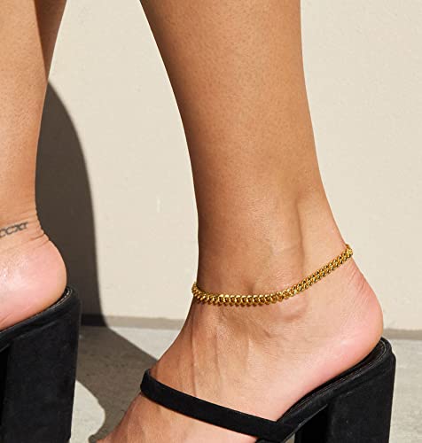 Image of DEARMAY Gold Anklets for Women Waterproof, Non Tarnish14K Gold Plated Ankle Bracelets Set Stack, Summer Beach Jewelry Gifts for Vacation, Bikini Outfits for Women Mom Her