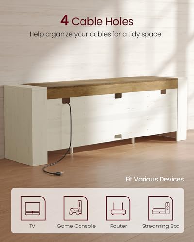 Image of VASAGLE TV Stand, Farmhouse Entertainment Center with Storage Cabinets | Media Console Table for Living Room, Bedroom, for 80 Inch TV, Rustic White and Honey Brown ULTV624W201S