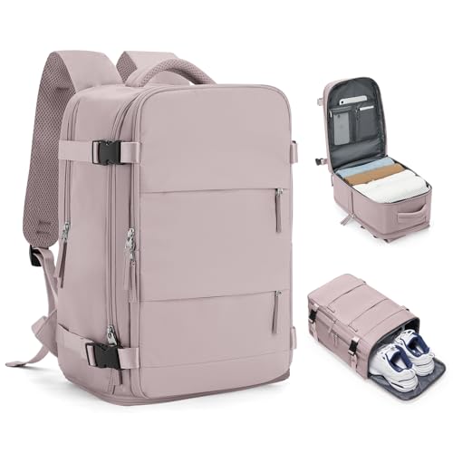 HPLQQ Mochila Viaje Cabina Avion 40x20x25 para Ryanair Mochilas para Mujer Bolsa de Cabina 40x30x20 Equipaje de Mano Cabina Avion Mochila de Senderismo Impermeable Cabina Mochila,A6-Rosa empolvado