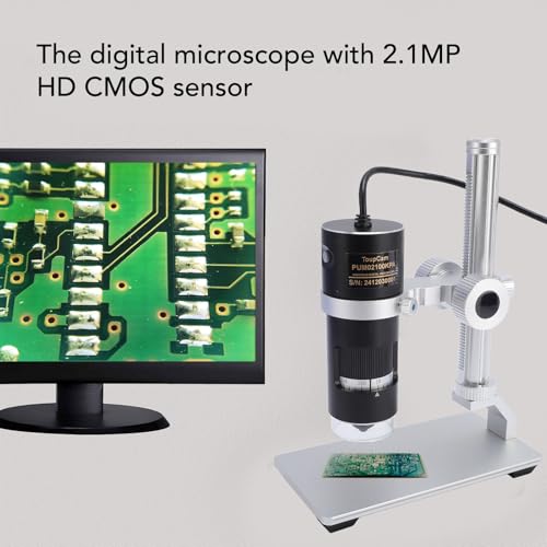 Microscope numérique USB 10X-280X en alliage d'aluminium avec éclairage LED